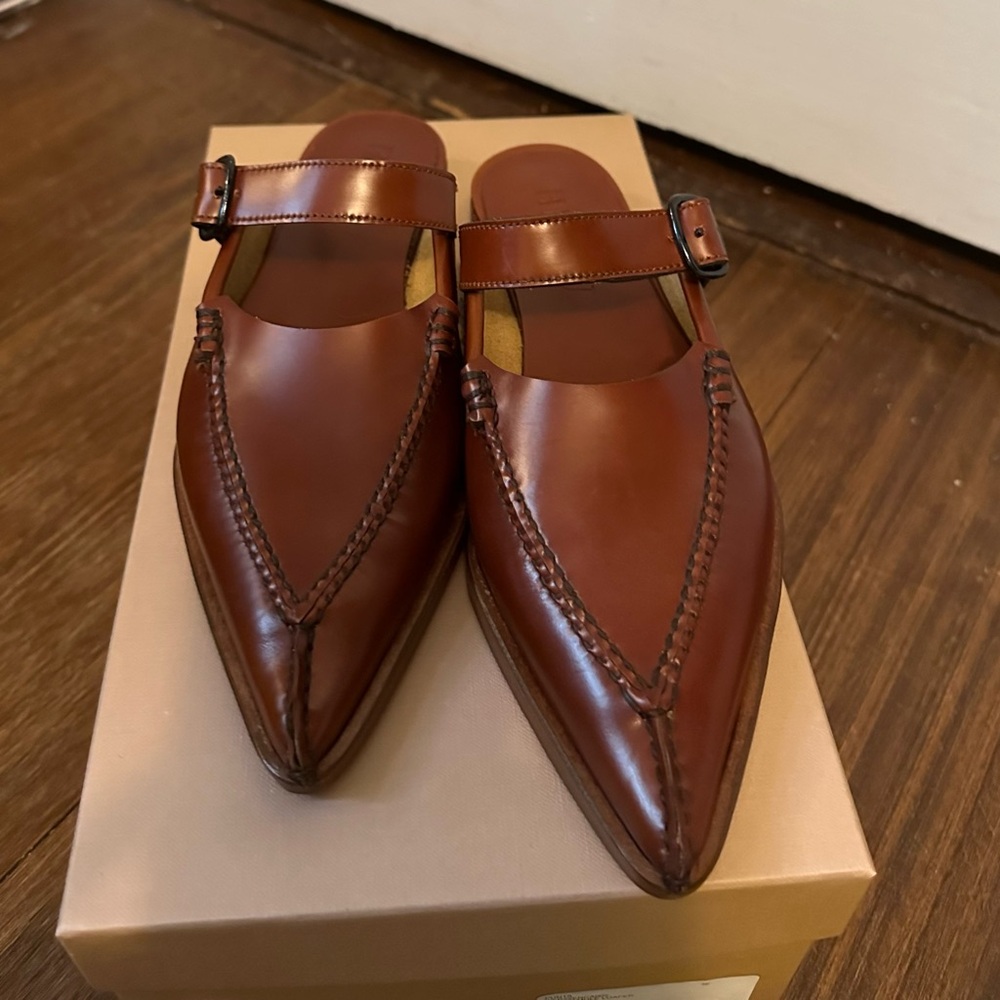 Hereu Punta Pointy Mule Loafer, Size 36, Tan, NIB